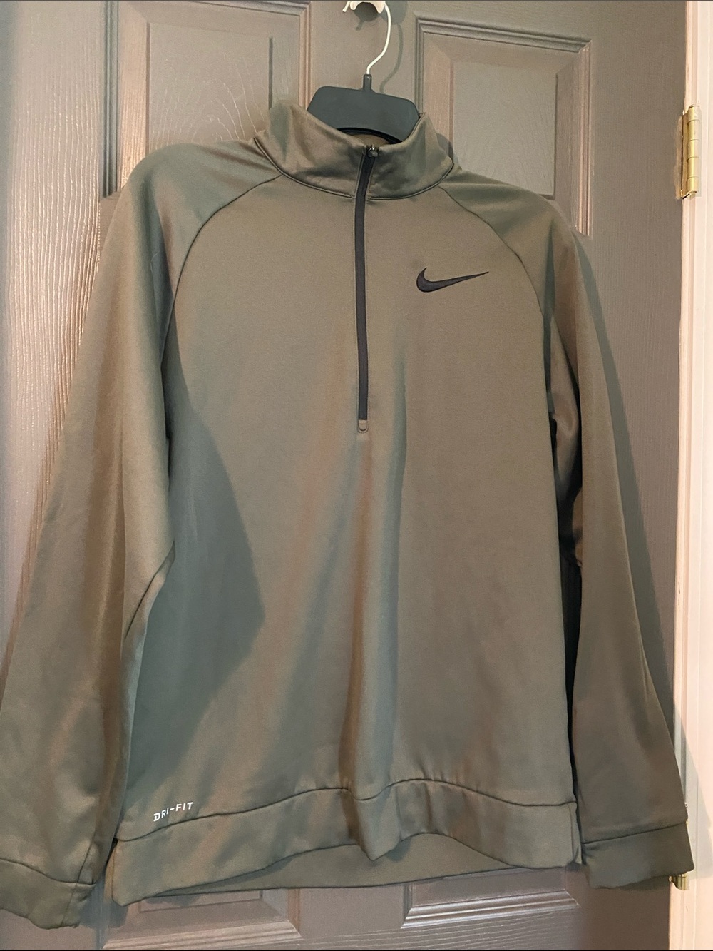Nike Men’s Olive Green Dri-FIT Quarter Zip Performance Jacket